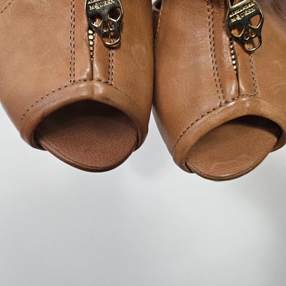 Alexander McQueen Faithfull Biker Stiletto Heels Skull Zippers Sz 6.5 US/ 37 EUR - Picture 15 of 16